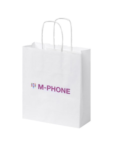 Sacchetto in carta kraft da 80 g/m2  con manici intrecciati - 18 x 8 x 21 cm