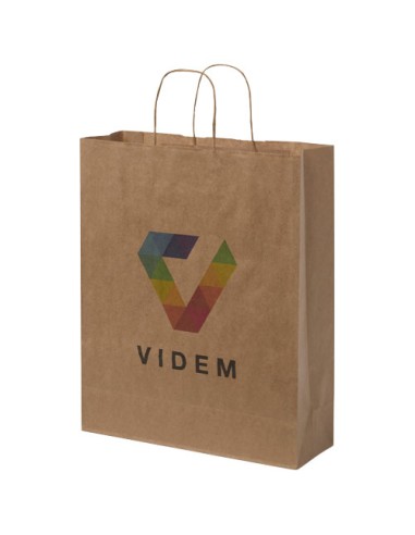 Sacchetto in carta kraft da 80-90 g/m2 con manici intrecciati - 32 x 12 x 40 cm