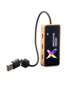 Hub USB 8 in 1 in legno con doppio ingresso e 6 porte SCX.design H21