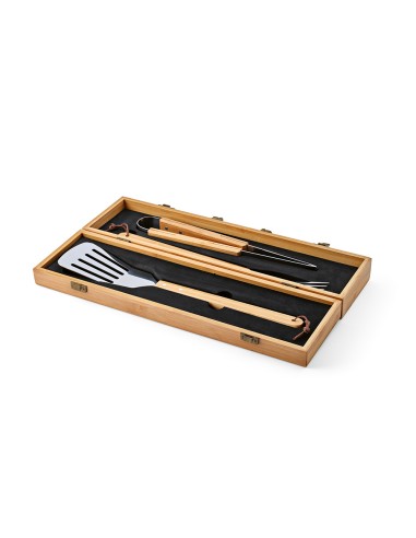 Set Barbecue Turner in Bambù. Con  Pinza, Forchetta e Spatola