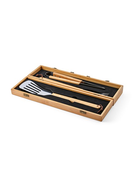 Set Barbecue Turner in Bambù. Con  Pinza, Forchetta e Spatola