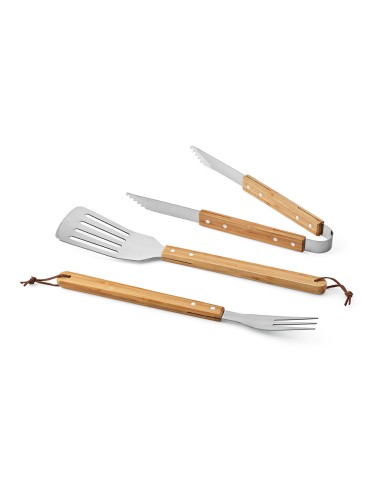 Set Barbecue Turner in Bambù. Con  Pinza, Forchetta e Spatola