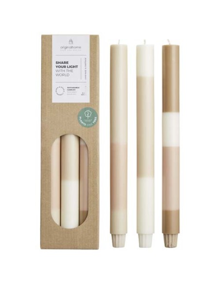 Set di 3 candele con effetto roccia calcarea stratificata Originalhome