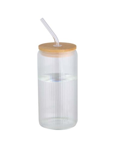 Contenitore a parete singola in vetro borosilicato con coperchio in bambù da 500 ml Mirage
