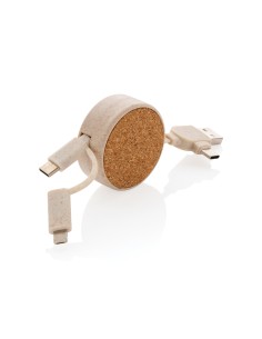 Cavo retrattile 6 in 1 in sughero e grano