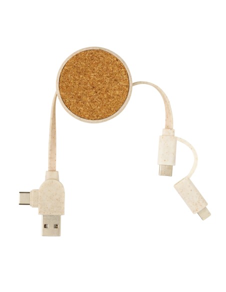 Cavo retrattile 6 in 1 in sughero e grano