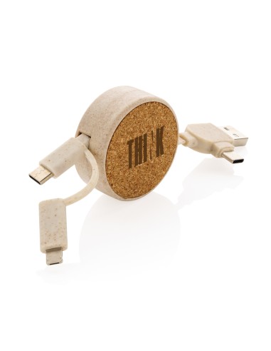 Cavo retrattile 6 in 1 in sughero e grano