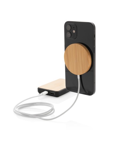 Ricaricatore wireless magnetico 10W in bambù