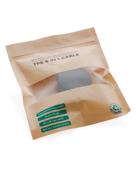 Cavo 6 in 1 RCS standard in plastica riciclata e TPE