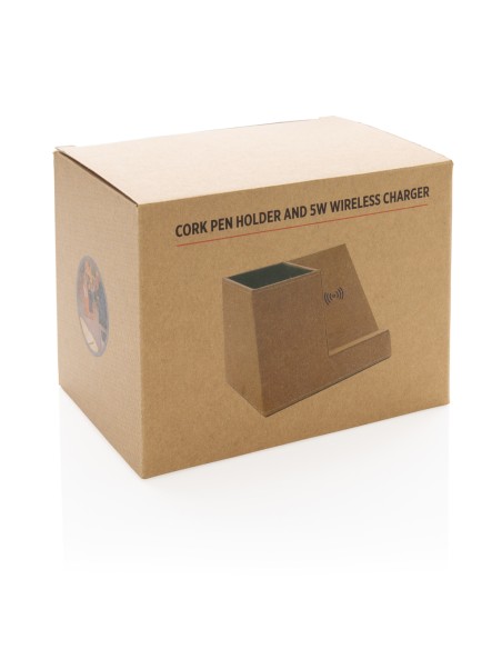 Porta penne in sughero e caricatore wireless 5W