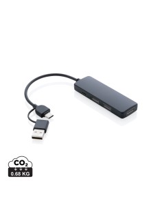 Hub USB RCS in plastica riciclata con doppio ingresso
