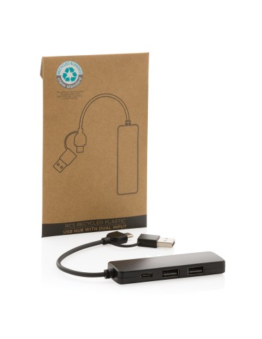 Hub USB RCS in plastica riciclata con doppio ingresso