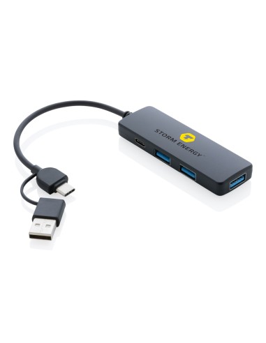Hub USB RCS in plastica riciclata con doppio ingresso