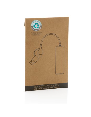 Hub USB RCS in plastica riciclata con doppio ingresso