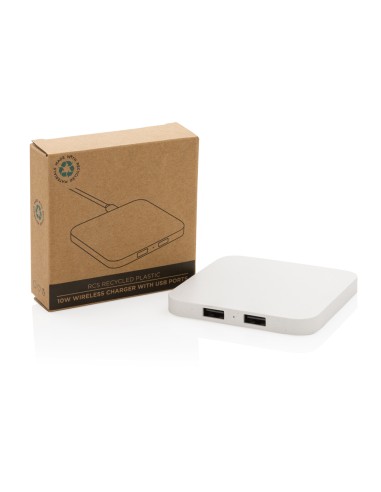 Caricatore wireless 10W con porte USB in plastica RCS