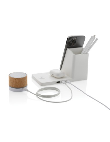 Caricatore wireless 3 in 1 Ontario in plastica riciclata RCS