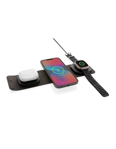 Caricatore wireless 15W 3 in 1 Swiss Peak in rPlastica