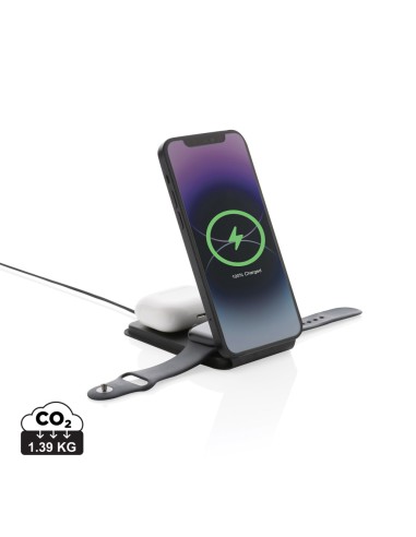 Caricatore wireless 3 in 1 15W Swiss Peak in rPlastica