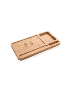 Organizer da scrivania in bambù con caricatore wireless 5W