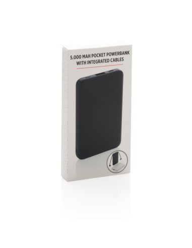 Powerbank tascabile 5.000 mAh con cavi integrati