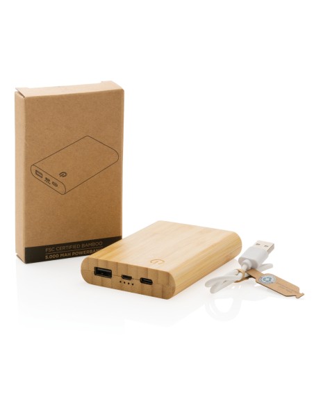 Powerbank da 5.000 mAh in bambù