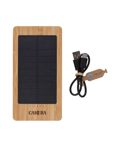 Powerbank solare 10.000 mAh in bambù