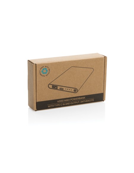 Powerbank da 4000 mAh in pla/alu riciclati RCS con Type-C