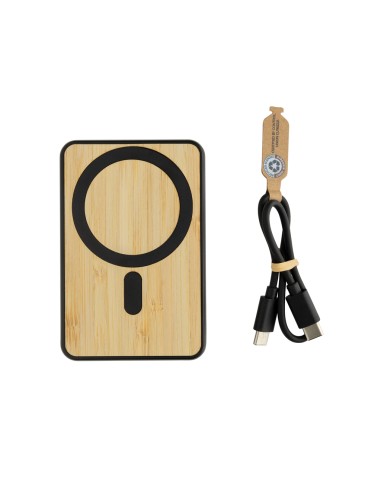 Powerbank magnetica da 5.000 mAh 5W Zen in bambù e rPlastica