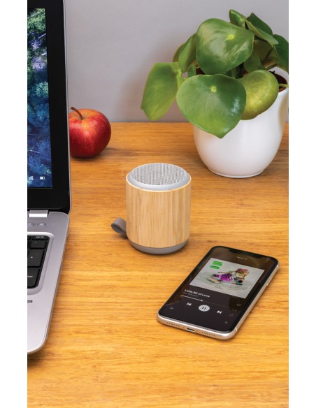 Speaker wireless 3W in bambù e tessuto