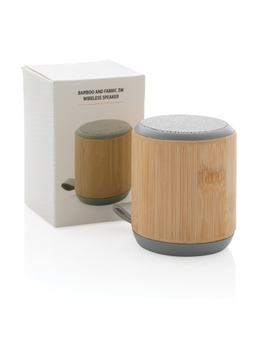 Speaker wireless 3W in bambù e tessuto