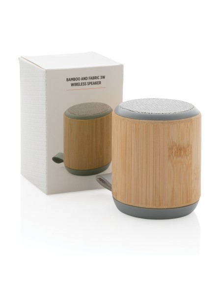 Speaker wireless 3W in bambù e tessuto