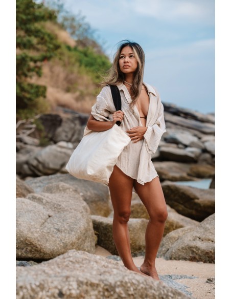 Shopper grande in canvas riciclato 240 gm2 non tinto Impact