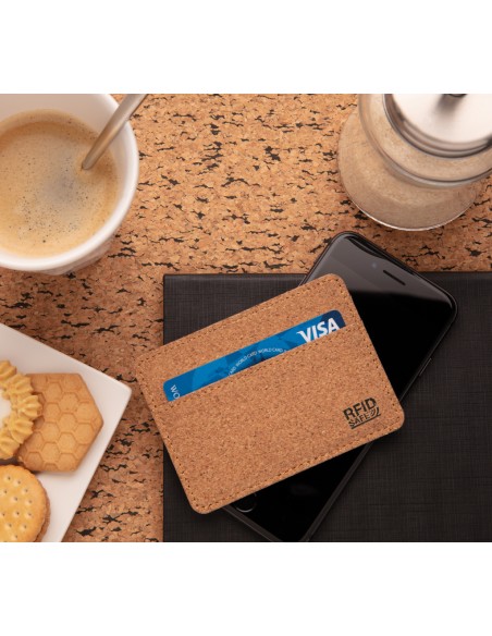 Porta carte di credito RFID in sughero