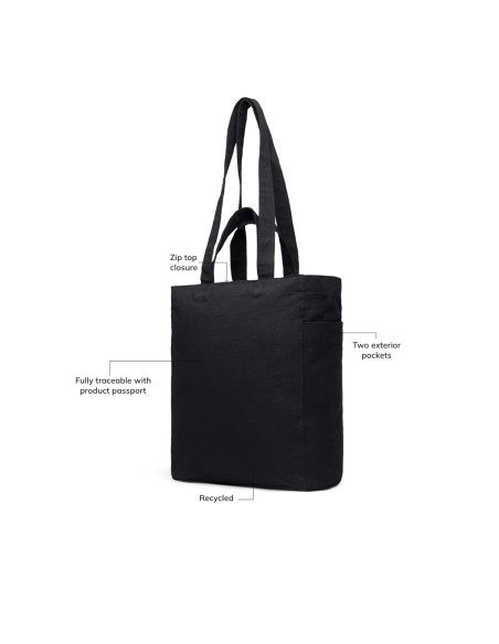 Shopper con cerniera VINGA Hilo in rCotone canvas