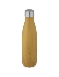 Bottiglia Cove da 500 ml con isolamento sottovuoto in acciaio inossidabile e motivo ornamentale in legno