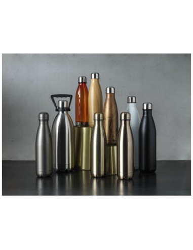 Bottiglia Cove da 500 ml con isolamento sottovuoto in acciaio inossidabile e motivo ornamentale in legno