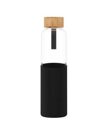 Borraccia in vetro borosilicato da 550 ml con custodia in silicone riciclato e coperchio in bambù SCX.design D21