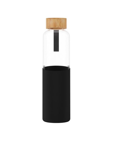 Borraccia in vetro borosilicato da 550 ml con custodia in silicone riciclato e coperchio in bambù SCX.design D21