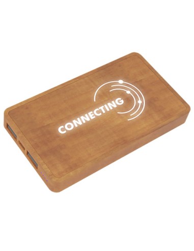 Power bank per ricarica wireless in legno da 5000 mAh con logo luminoso SCX.design P38