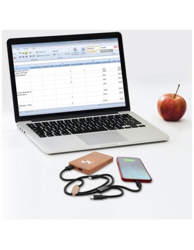 Power bank per ricarica wireless in legno da 5000 mAh con logo luminoso SCX.design P38