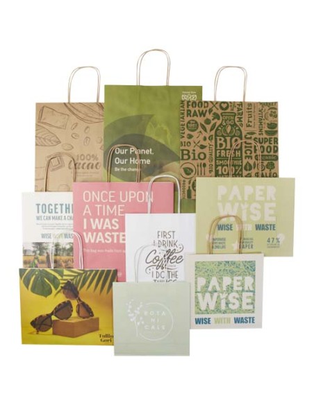 Box campionatura sacchetti assortiti realizzati con scarti agricoli e carta kraft