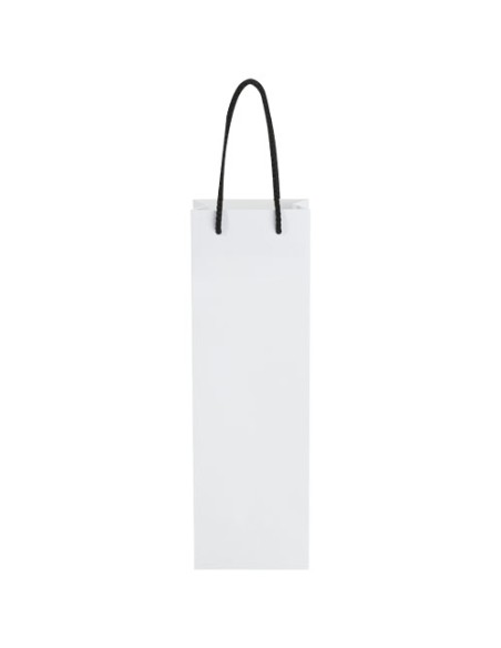 Sacchetto in carta integra da 170 g/m2 per bottiglia di vino realizzato a mano con manici di plastica - 12 x 9 x 37 cm