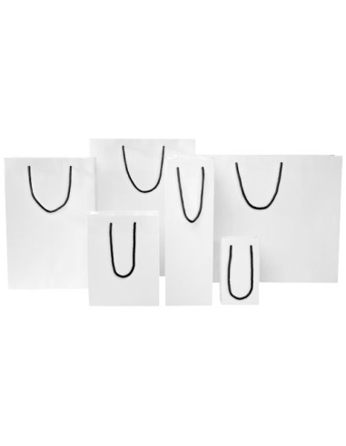 Sacchetto in carta integra da 170 g/m2 per bottiglia di vino realizzato a mano con manici di plastica - 12 x 9 x 37 cm