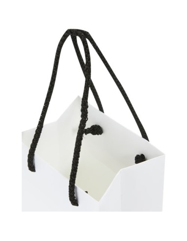 Sacchetto in carta integra da 170 g/m2 per bottiglia di vino realizzato a mano con manici di plastica - 12 x 9 x 37 cm