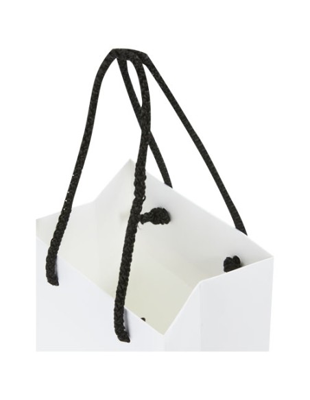 Sacchetto in carta integra da 170 g/m2 per bottiglia di vino realizzato a mano con manici di plastica - 12 x 9 x 37 cm