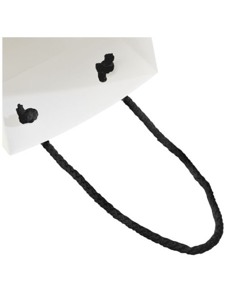 Sacchetto in carta integra da 170 g/m2 per bottiglia di vino realizzato a mano con manici di plastica - 12 x 9 x 37 cm